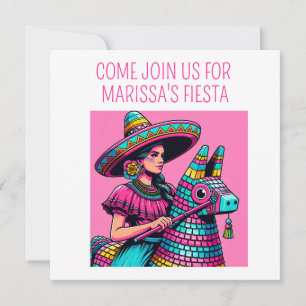 Funny Festive Fun Fiesta Piñata Colourful Pop Art Invitation