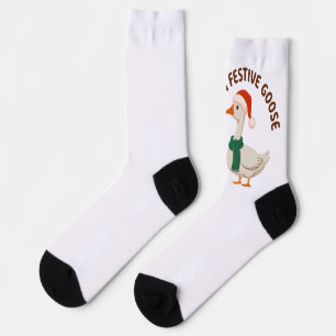 Funny Festive Goose Santa Hat Cozy Holiday Socks