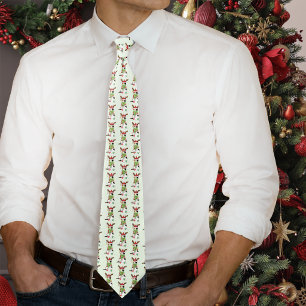 Funny Festive Green Calico Christmas Cat Tie