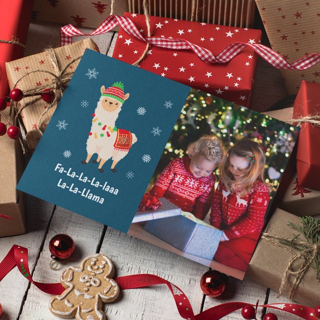 Funny Festive Llama Pun Photo Holiday Card (Creator Uploaded)