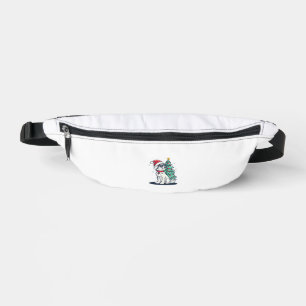 Funny Festive Sunglasses Dog with Christmas Tree C Fanny Pack
