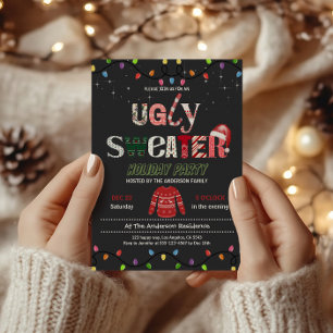 Funny Festive Ugly Sweater Christmas Party Invitation