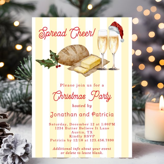 Funny Festive Unique Butter Themed Christmas Party Invitation (Creator Uploaded)