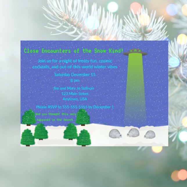 Funny & Festive Winter Party-Snow and Aliens Invitation (Creator Uploaded)