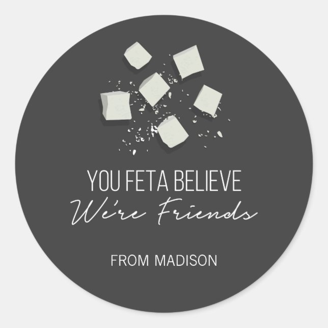 Funny Feta Friends Valentine Love Cheese Sticker (Devant)