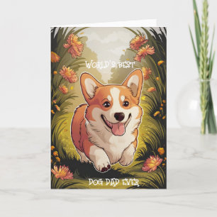 Funny Fête des pères Corgi Chien Papa Carte de voe