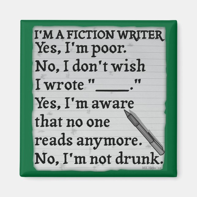 Funny Fiction Writer Answer Sheet Paper Magnet (Front)