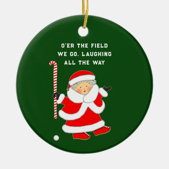 Funny Field Hockey Ceramic Ornament (Front)