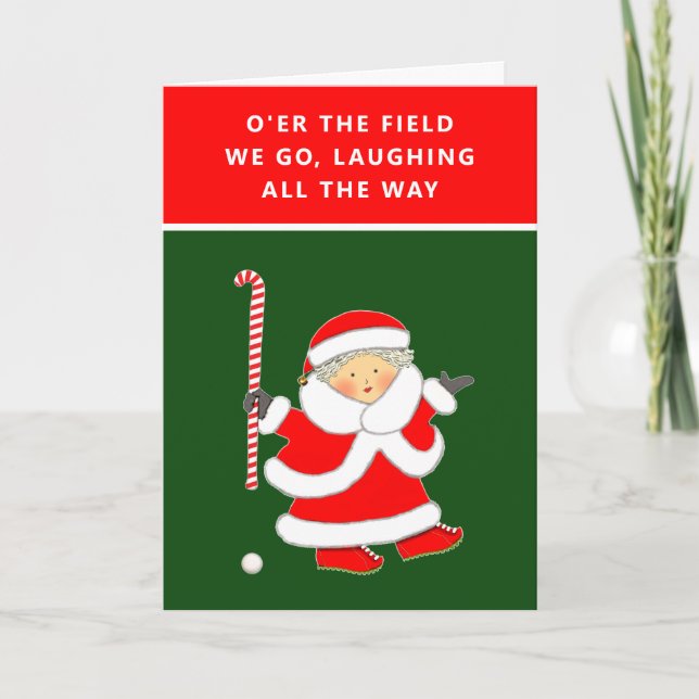 Funny Field Hockey Christmas Cards (Front)