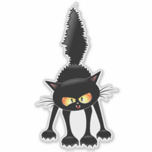 Funny Fierce Black Cat Cartoon 