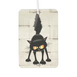 Funny Fierce Black Cat Cartoon  Air Freshener