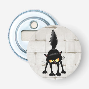 Funny Fierce Black Cat Cartoon  Bottle Opener