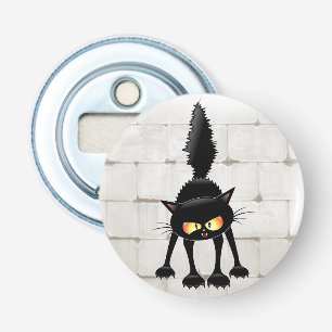 Funny Fierce Black Cat Cartoon  Bottle Opener