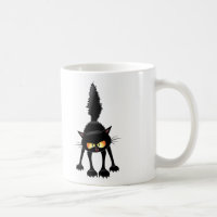 Funny Fierce Black Cat Cartoon