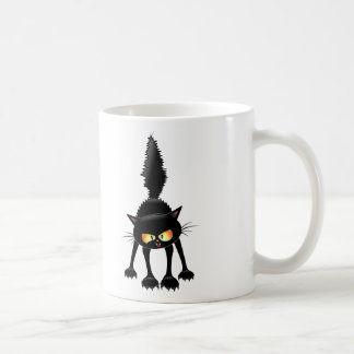 Funny Fierce Black Cat Cartoon Coffee Mug
