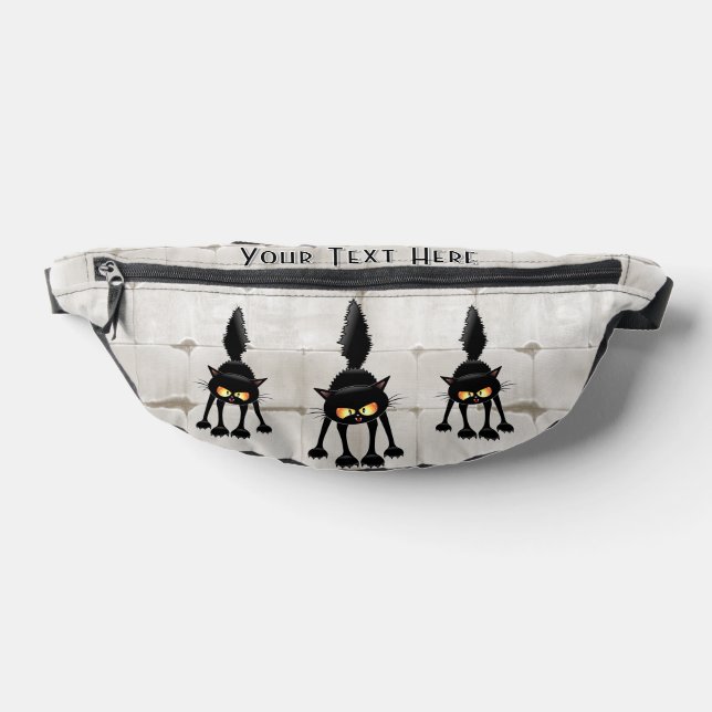 Funny Fierce Black Cat Cartoon  Fanny Pack (Lay Down)