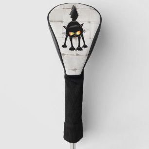 Funny Fierce Black Cat Cartoon  Golf Head Cover