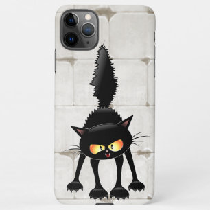 Funny Fierce Black Cat Cartoon  iPhone 11Pro Max Case