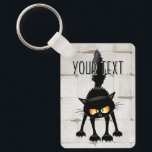 Funny Fierce Black Cat Cartoon  Keychain<br><div class="desc">Funny Fierce Black Cat Cartoon Character looking menacing. Original Vector Art Design © BluedarkArt TheChameleonArt.</div>