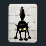 Funny Fierce Black Cat Cartoon  Magnet<br><div class="desc">Funny Fierce Black Cat Cartoon Character looking menacing. Original Vector Art Design © BluedarkArt TheChameleonArt.</div>