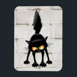 Funny Fierce Black Cat Cartoon  Magnet<br><div class="desc">Funny Fierce Black Cat Cartoon Character looking menacing. Original Vector Art Design © BluedarkArt TheChameleonArt.</div>