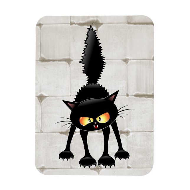 Funny Fierce Black Cat Cartoon  Magnet (Vertical)