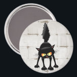 Funny Fierce Black Cat Cartoon  Magnet<br><div class="desc">Funny Fierce Black Cat Cartoon Character looking menacing. Original Vector Art Design © BluedarkArt TheChameleonArt.</div>
