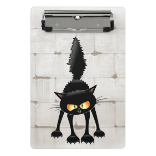 Funny Fierce Black Cat Cartoon  Mini Clipboard