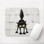 Funny Fierce Black Cat Cartoon  Mouse Pad<br><div class="desc">Funny Fierce Black Cat Cartoon Character looking menacing. Original Vector Art Design © BluedarkArt TheChameleonArt.</div>