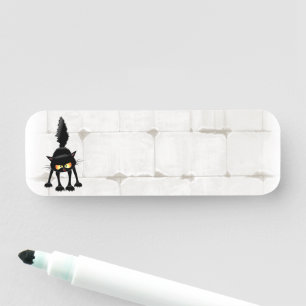 Funny Fierce Black Cat Cartoon  Name Tag