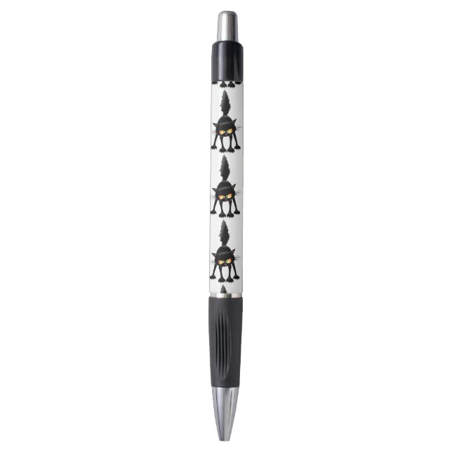 Funny Fierce Black Cat Cartoon  Pen (Front Vertical)
