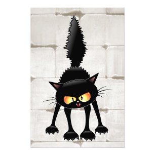 Funny Fierce Black Cat Cartoon  Photo Print