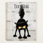 Funny Fierce Black Cat Cartoon  Planner<br><div class="desc">Funny Fierce Black Cat Cartoon Character looking menacing. Original Vector Art Design © BluedarkArt TheChameleonArt.</div>