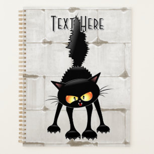 Funny Fierce Black Cat Cartoon Planner