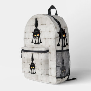 Funny Fierce Black Cat Cartoon Printed Backpack