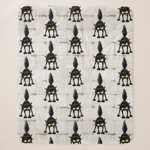 Funny Fierce Black Cat Cartoon  Sherpa Blanket