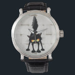 Funny Fierce Black Cat Cartoon  Watch<br><div class="desc">Funny Fierce Black Cat Cartoon Character looking menacing. Original Vector Art Design © BluedarkArt TheChameleonArt.</div>