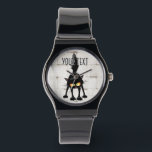 Funny Fierce Black Cat Cartoon  Watch<br><div class="desc">Funny Fierce Black Cat Cartoon Character looking menacing. Original Vector Art Design © BluedarkArt TheChameleonArt.</div>