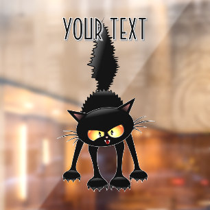 Funny Fierce Black Cat Cartoon Window Cling