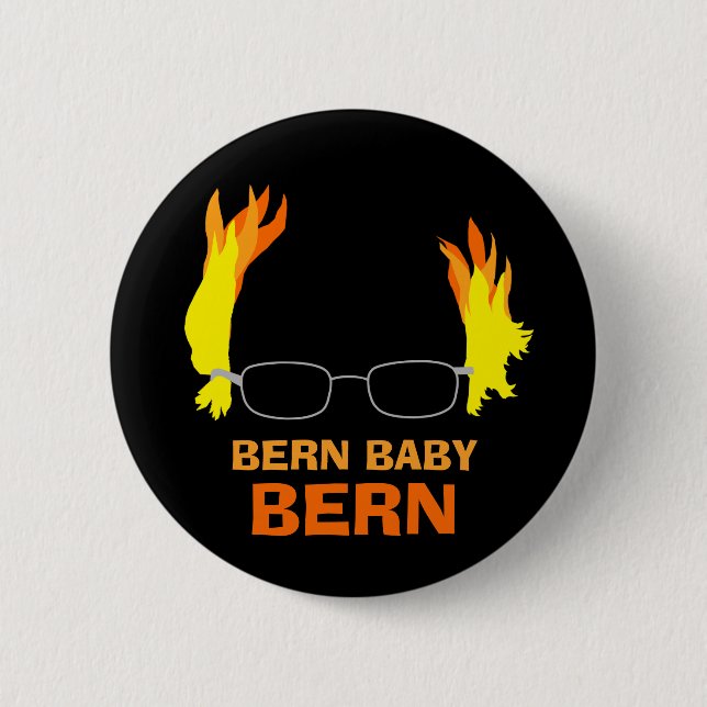 Funny Fiery Hair Bern Baby Bern Bernie Sanders 2 Inch Round Button (Front)