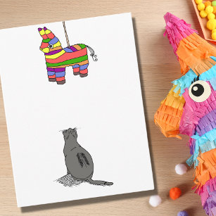 Funny Fiesta Cat Watching Piñata Birthday Card