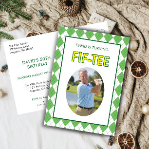 Funny Fif-tee Golf 50th Birthday Invitation Postcard