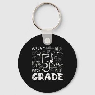 Funny Fifth Grade Doodle Tygraphy Birthday Design  Keychain