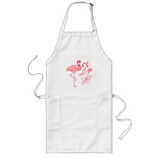 Funny Fiftieth 50th Birthday Flamingo Long Apron