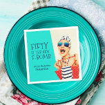 Funny Fifty is the New F-Bomb Birthday Party Napkin<br><div class="desc">Host an outrageously funny and unique birthday party for a fabulous woman celebrating her 50th Birthday with this retro glam 50th Birthday Party paper napkin design. The design features a kitschy stylish woman in striped sunglasses and hair turban with a polka dot bag and striped towel, rocking her attitude. The...</div>