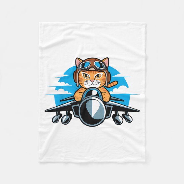 Funny Fighter Jet Cat Lot Aviation Humor For Cat L Fleece Blanket (Front)