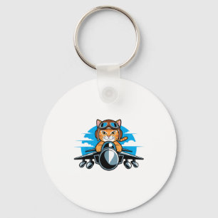 Funny Fighter Jet Cat Lot Aviation Humor For Cat L Keychain