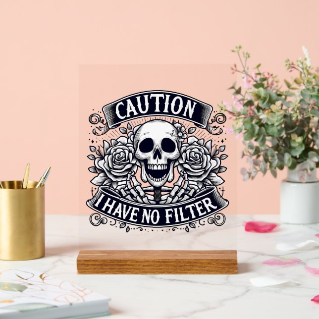 Funny filter word art skeleton acrylic sign (Wedding)