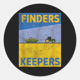 Funny Finders Keepers Ukraine Flag Power Support U Classic Round Sticker