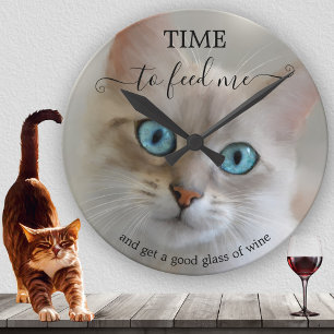 Funny Fine Art Cat  Round Clock